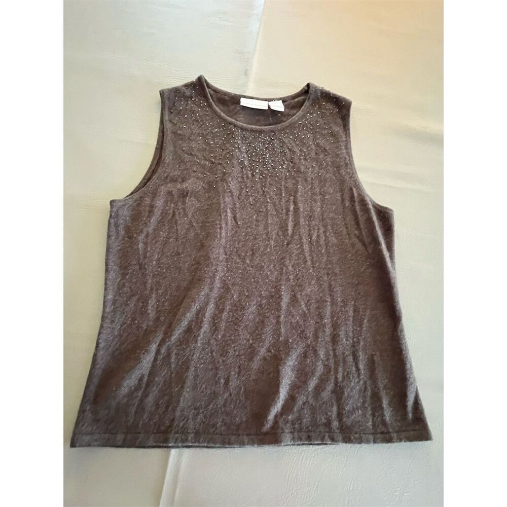 Croft & Barrow Women's Black Cardigan 2 piece Set L Beaded Accents Long Sleeve - Picture 3 of 10